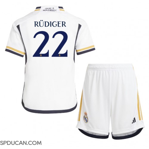 Dječji Nogometni Dres Real Madrid Antonio Rudiger #22 Domaci 2023-24 Kratak Rukav (+ Kratke hlače)